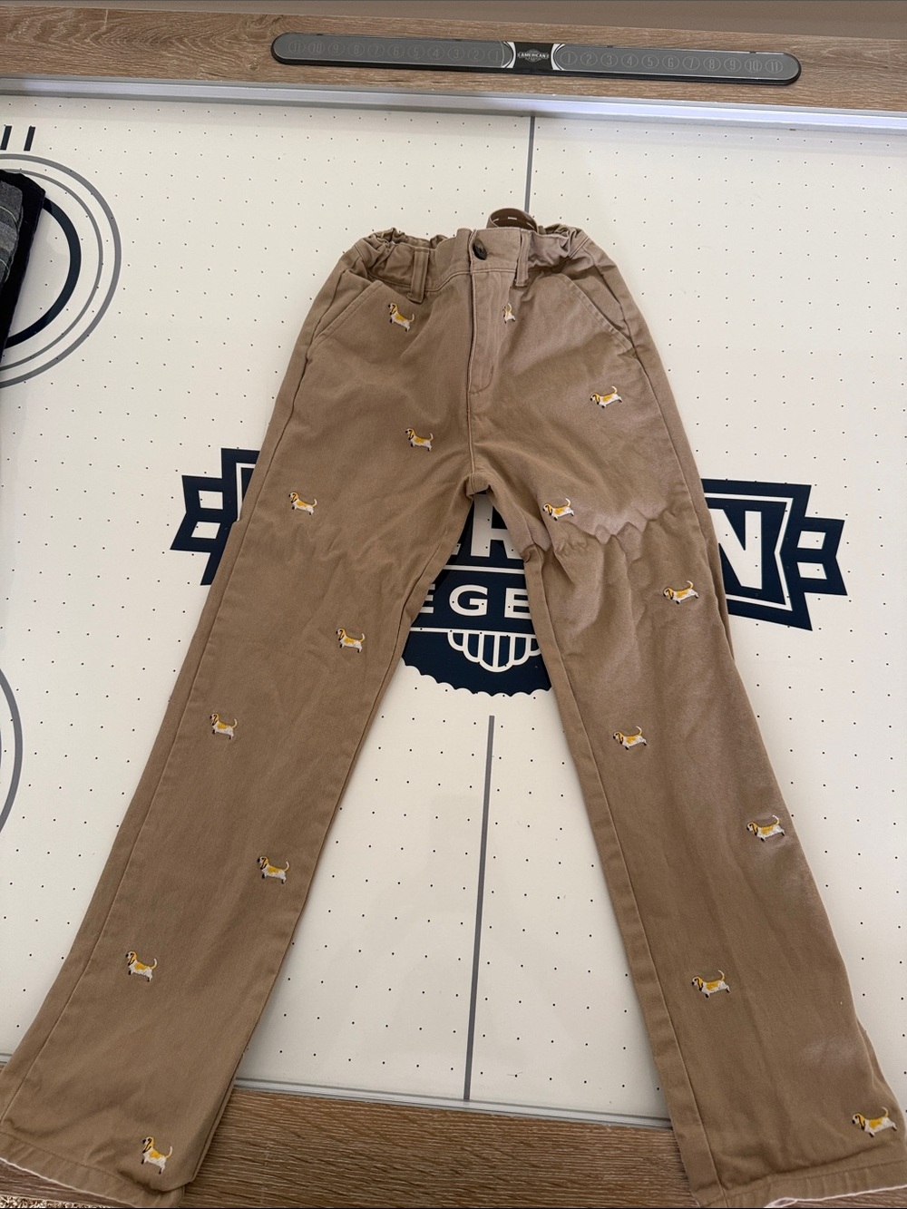 Janie and Jack Tan Embroidered Dog Corduroy Pants